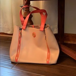 Spartina 449 Coral and Beige Bucket Purse